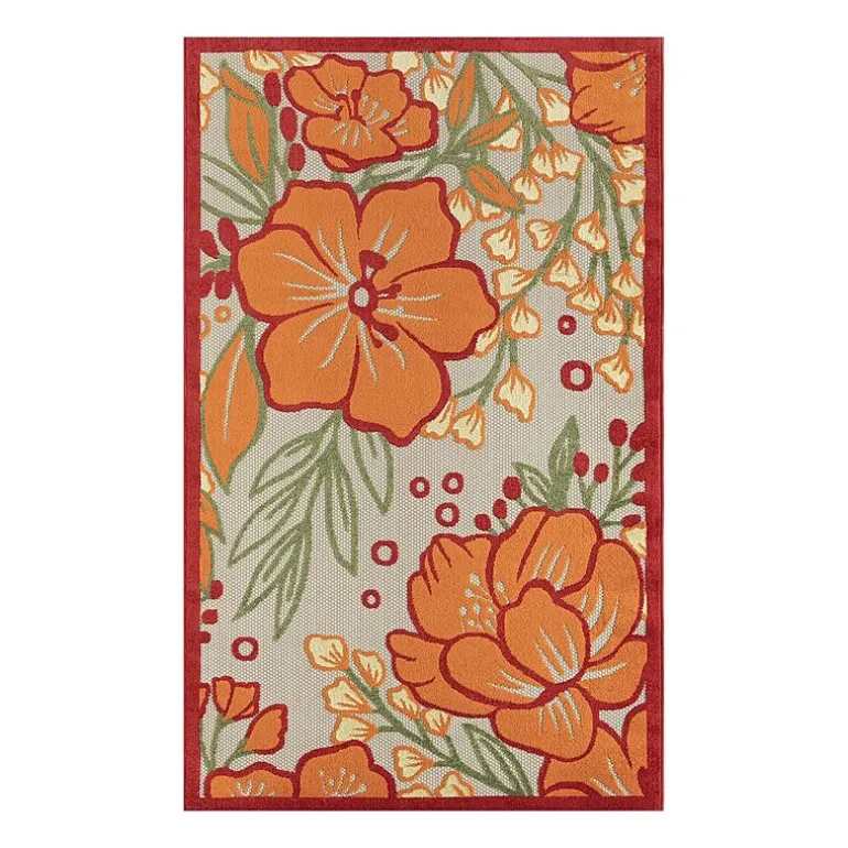 Corazon Tropical Hibiscus Indoor Outdoor Rectangular Area Rug