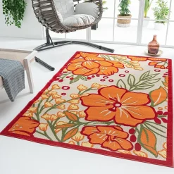 Corazon Tropical Hibiscus Indoor Outdoor Rectangular Area Rug