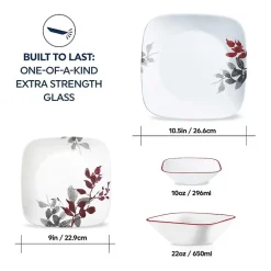 Corelle Kyoto Leaves 16-pc. Glass Dinnerware Set