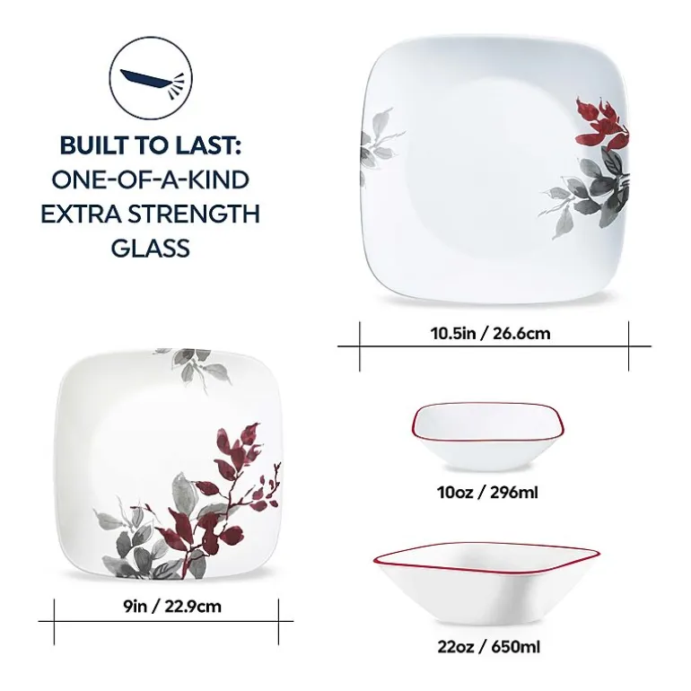 Corelle Kyoto Leaves 16-pc. Glass Dinnerware Set