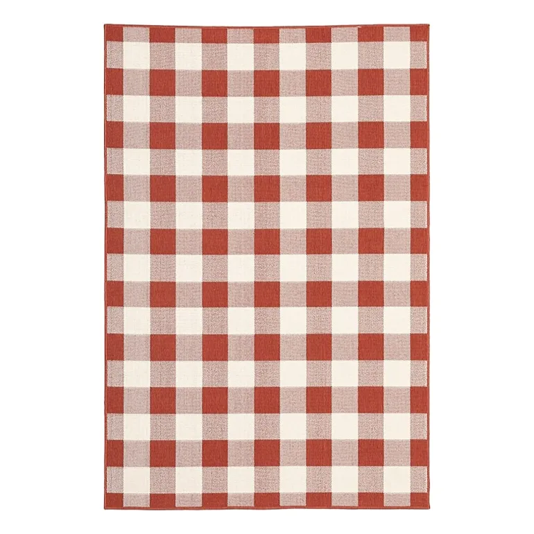 Covington Home Martinique Gingham Plaid Indoor Outdoor Rectangular Accent Rug