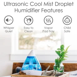 Crane Droplet 0.5 Gallon Ultrasonic Cool Mist Humidifier - Blue/White