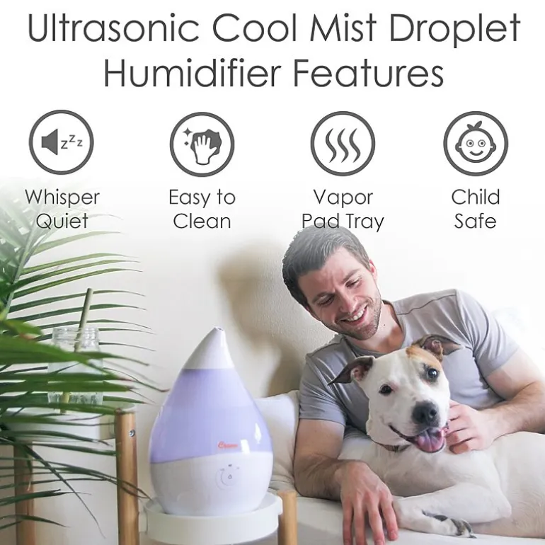 Crane Droplet 0.5 Gallon Ultrasonic Cool Mist Humidifier - White