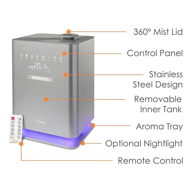 Crane 1.2 Gallon Ultrasonic Warm & Cool Mist Humidifier w/ Remote
