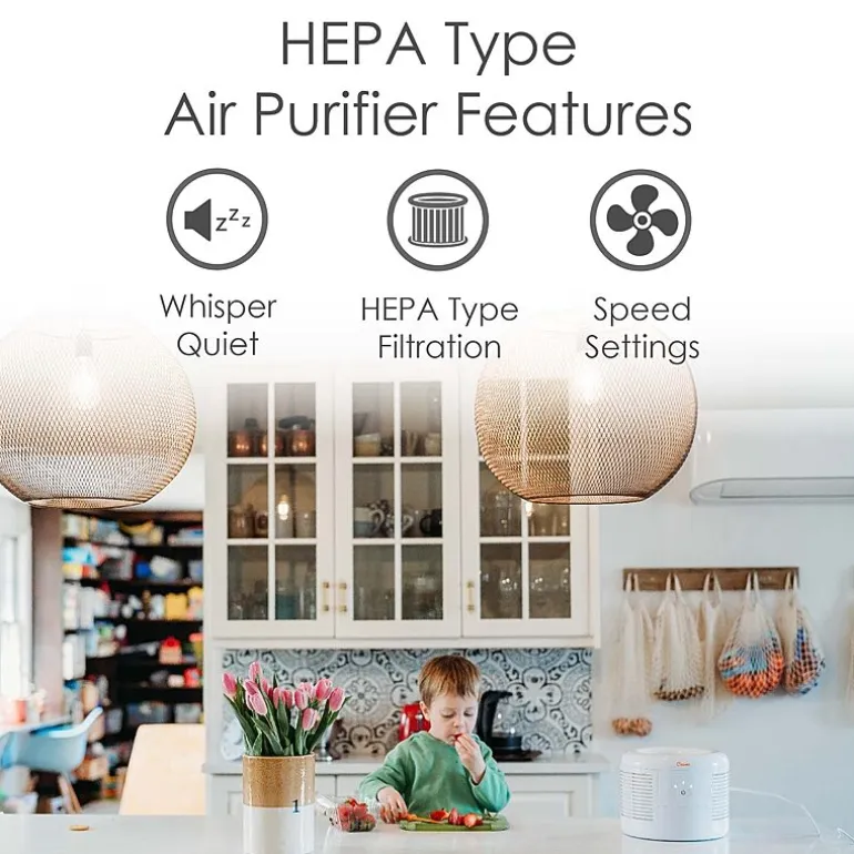 Crane HEPA Air Purifier , 300 Sq Ft. Coverage, Compact