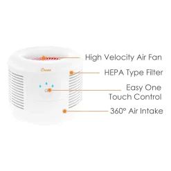 Crane HEPA Air Purifier , 300 Sq Ft. Coverage, Compact