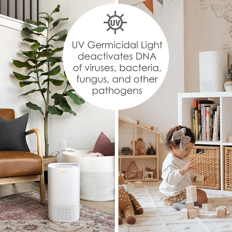 Crane True HEPA Air Purifier With Germicidal UV Light, 250 Sq Ft. Coverage, Standard