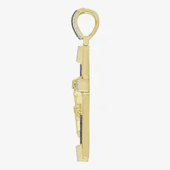 Crucifix (Brown / I3) Mens 1/2 CT. T.W. Natural Champagne Diamond 10K Gold Cross Pendant