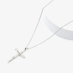 Crucifix Mens Sterling Silver Cross 24 Inch Pendant Necklace
