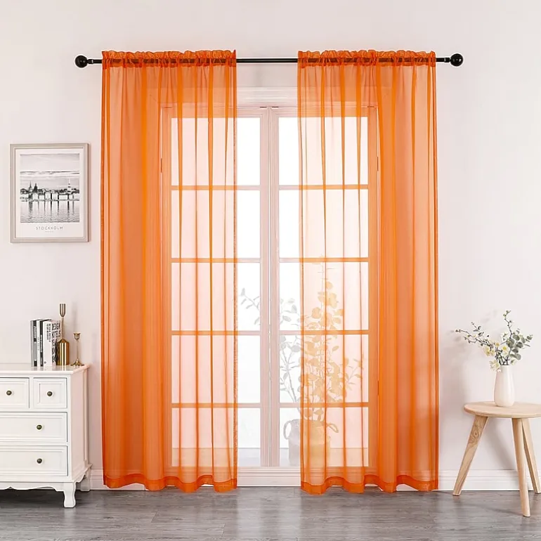 Crystal Sheer Rod Pocket Sheer Set of 2 Curtain Panel
