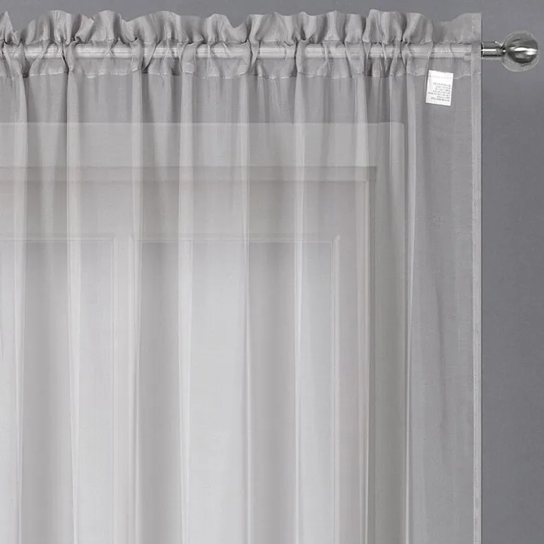 Crystal Sheer Rod Pocket Sheer Set of 2 Curtain Panel