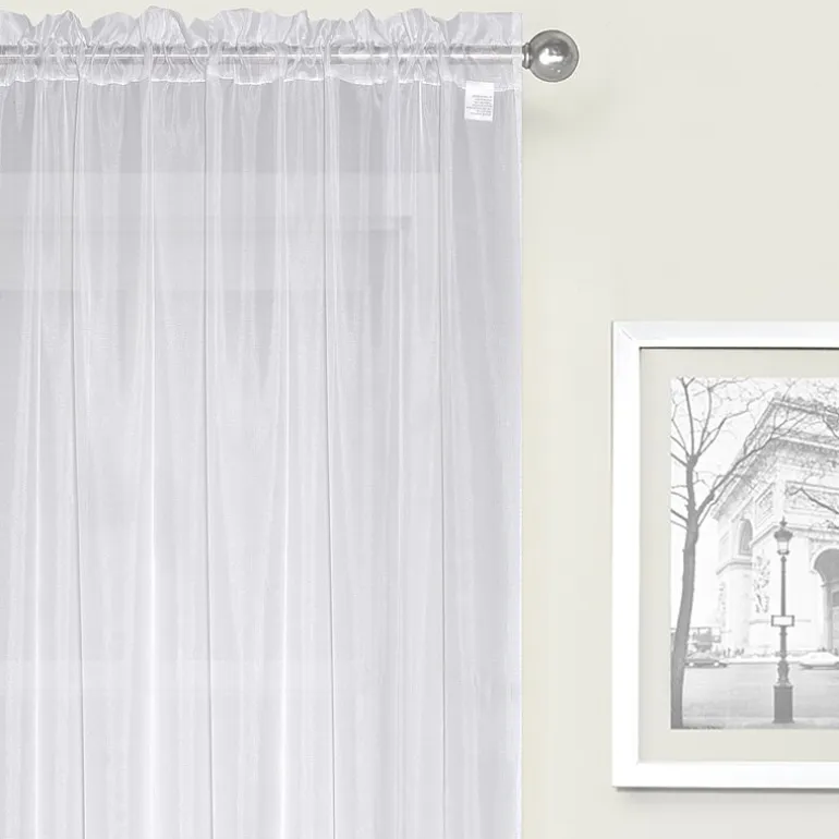 Crystal Sheer Rod Pocket Sheer Set of 2 Curtain Panel