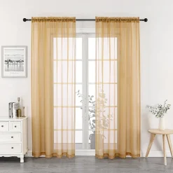 Crystal Sheer Rod Pocket Sheer Set of 2 Curtain Panel
