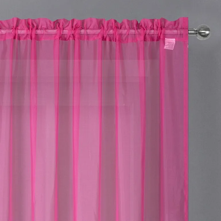 Crystal Sheer Rod Pocket Sheer Set of 2 Curtain Panel