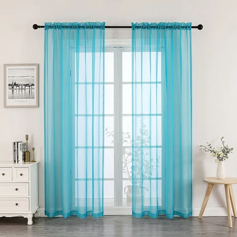 Crystal Sheer Rod Pocket Sheer Set of 2 Curtain Panel