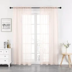 Crystal Sheer Rod Pocket Sheer Set of 2 Curtain Panel
