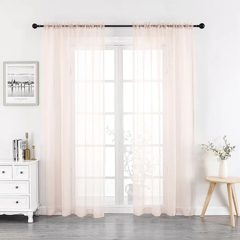 Crystal Sheer Rod Pocket Sheer Set of 2 Curtain Panel