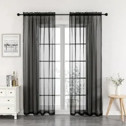 Crystal Sheer Rod Pocket Sheer Set of 2 Curtain Panel