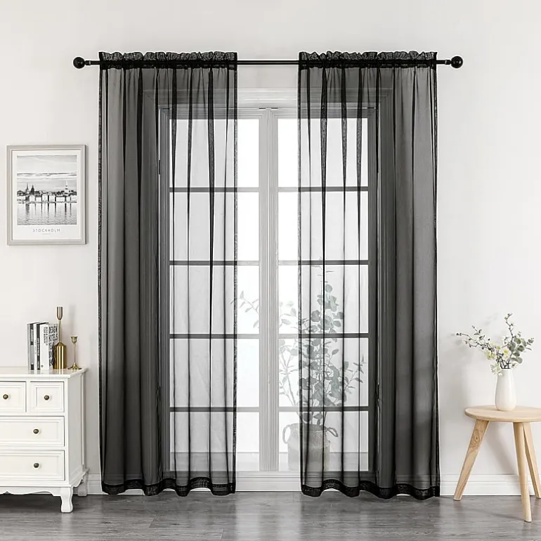 Crystal Sheer Rod Pocket Sheer Set of 2 Curtain Panel