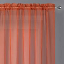 Crystal Sheer Rod Pocket Sheer Set of 2 Curtain Panel