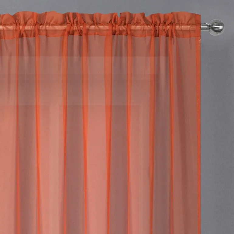 Crystal Sheer Rod Pocket Sheer Set of 2 Curtain Panel