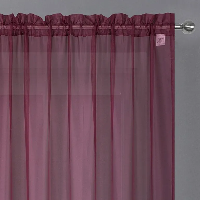 Crystal Sheer Rod Pocket Sheer Set of 2 Curtain Panel