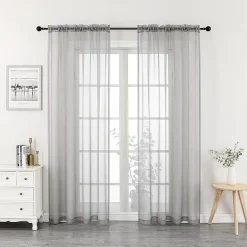 Crystal Sheer Rod Pocket Sheer Set of 2 Curtain Panel
