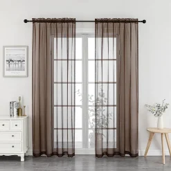 Crystal Sheer Rod Pocket Sheer Set of 2 Curtain Panel