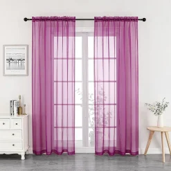 Crystal Sheer Rod Pocket Sheer Set of 2 Curtain Panel