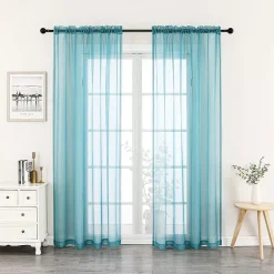 Crystal Sheer Rod Pocket Sheer Set of 2 Curtain Panel