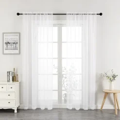Crystal Sheer Rod Pocket Sheer Set of 2 Curtain Panel
