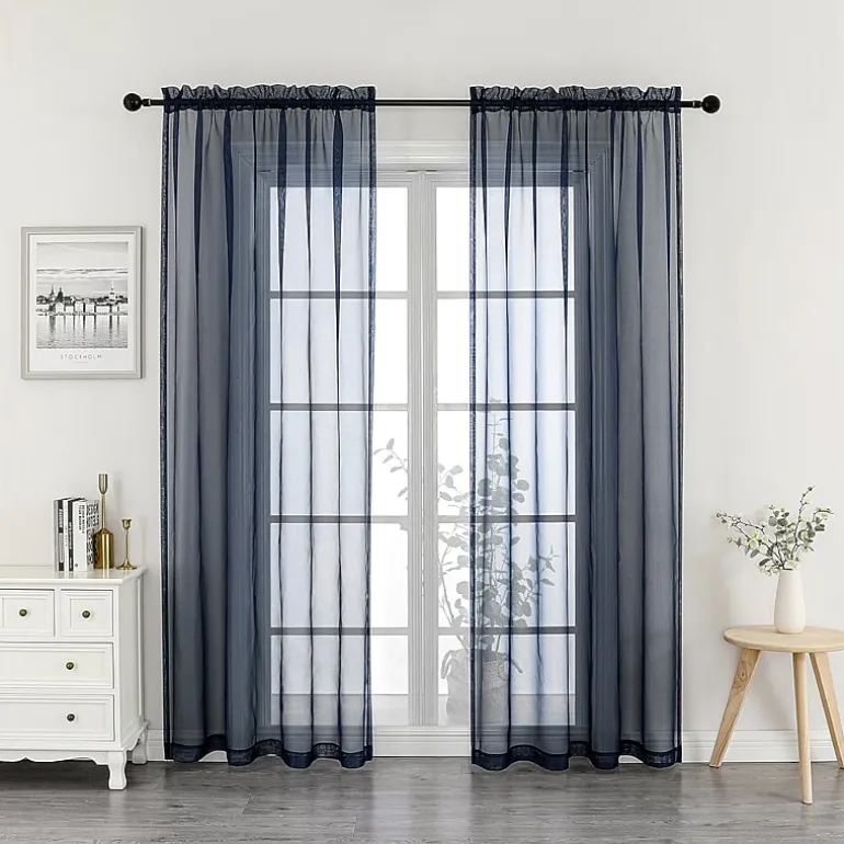 Crystal Sheer Rod Pocket Sheer Set of 2 Curtain Panel
