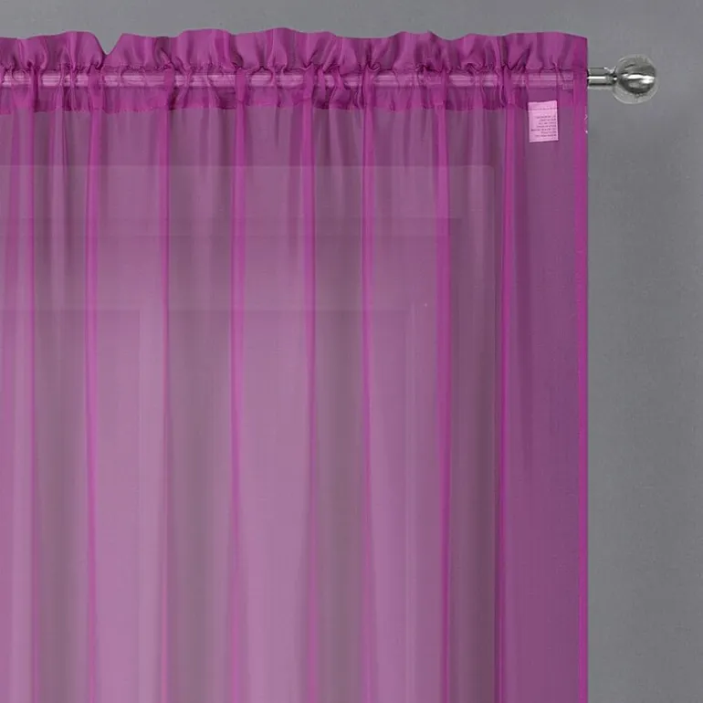 Crystal Sheer Rod Pocket Sheer Set of 2 Curtain Panel