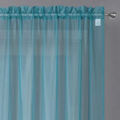 Crystal Sheer Rod Pocket Sheer Set of 2 Curtain Panel