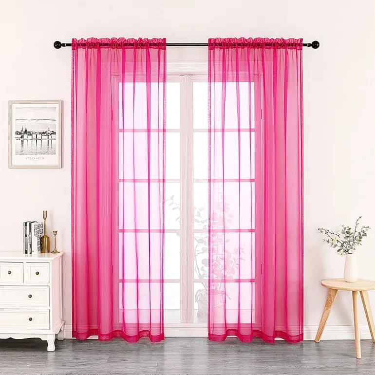 Crystal Sheer Rod Pocket Sheer Set of 2 Curtain Panel