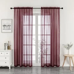 Crystal Sheer Rod Pocket Sheer Set of 2 Curtain Panel