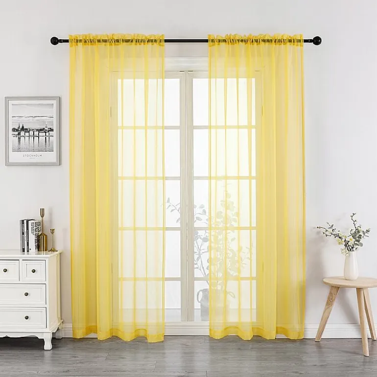 Crystal Sheer Rod Pocket Sheer Set of 2 Curtain Panel