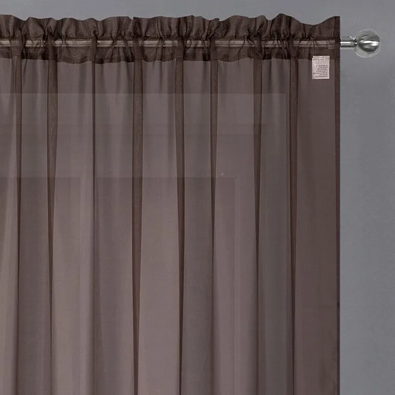 Crystal Sheer Rod Pocket Sheer Set of 2 Curtain Panel