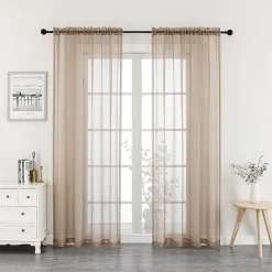 Crystal Sheer Rod Pocket Sheer Set of 2 Curtain Panel
