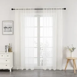 Crystal Sheer Rod Pocket Sheer Set of 2 Curtain Panel