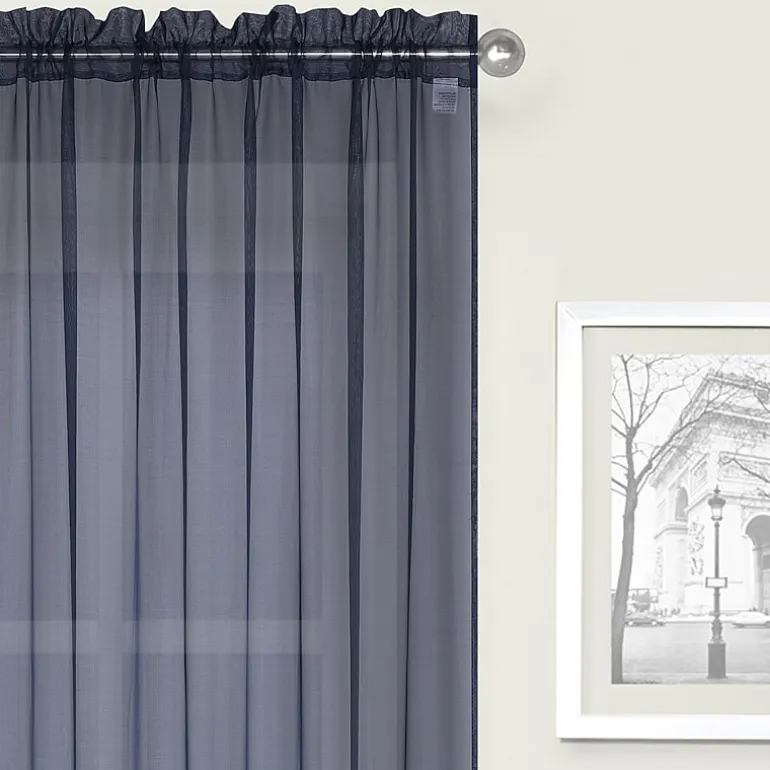 Crystal Sheer Rod Pocket Sheer Set of 2 Curtain Panel