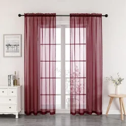 Crystal Sheer Rod Pocket Sheer Set of 2 Curtain Panel
