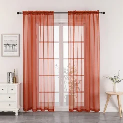 Crystal Sheer Rod Pocket Sheer Set of 2 Curtain Panel