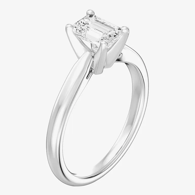 1 CT. Lab-Grown (G / SI2) Diamond Emerald-Cut Solitaire Engagement Ring in 10K or 14K Gold