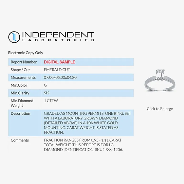 1 CT. Lab-Grown (G / SI2) Diamond Emerald-Cut Solitaire Engagement Ring in 10K or 14K Gold