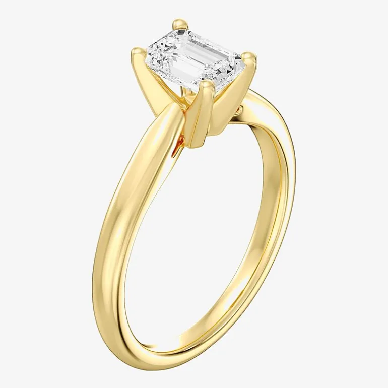 1 CT. Lab-Grown (G / SI2) Diamond Emerald-Cut Solitaire Engagement Ring in 10K or 14K Gold