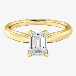 1 CT. Lab-Grown (G / SI2) Diamond Emerald-Cut Solitaire Engagement Ring in 10K or 14K Gold
