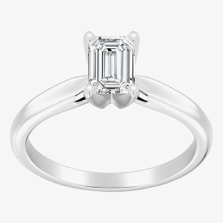 1 CT. Lab-Grown (G / SI2) Diamond Emerald-Cut Solitaire Engagement Ring in 10K or 14K Gold
