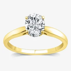 1 CT. Lab-Grown (G / SI2) Diamond Oval Solitaire Engagement Ring in 10K or 14K Gold