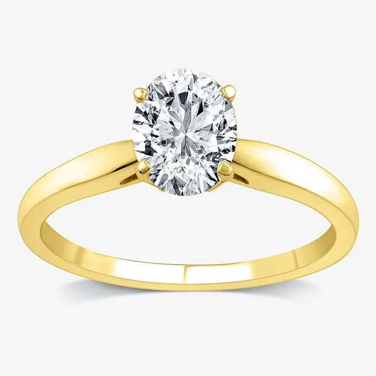 1 CT. Lab-Grown (G / SI2) Diamond Oval Solitaire Engagement Ring in 10K or 14K Gold